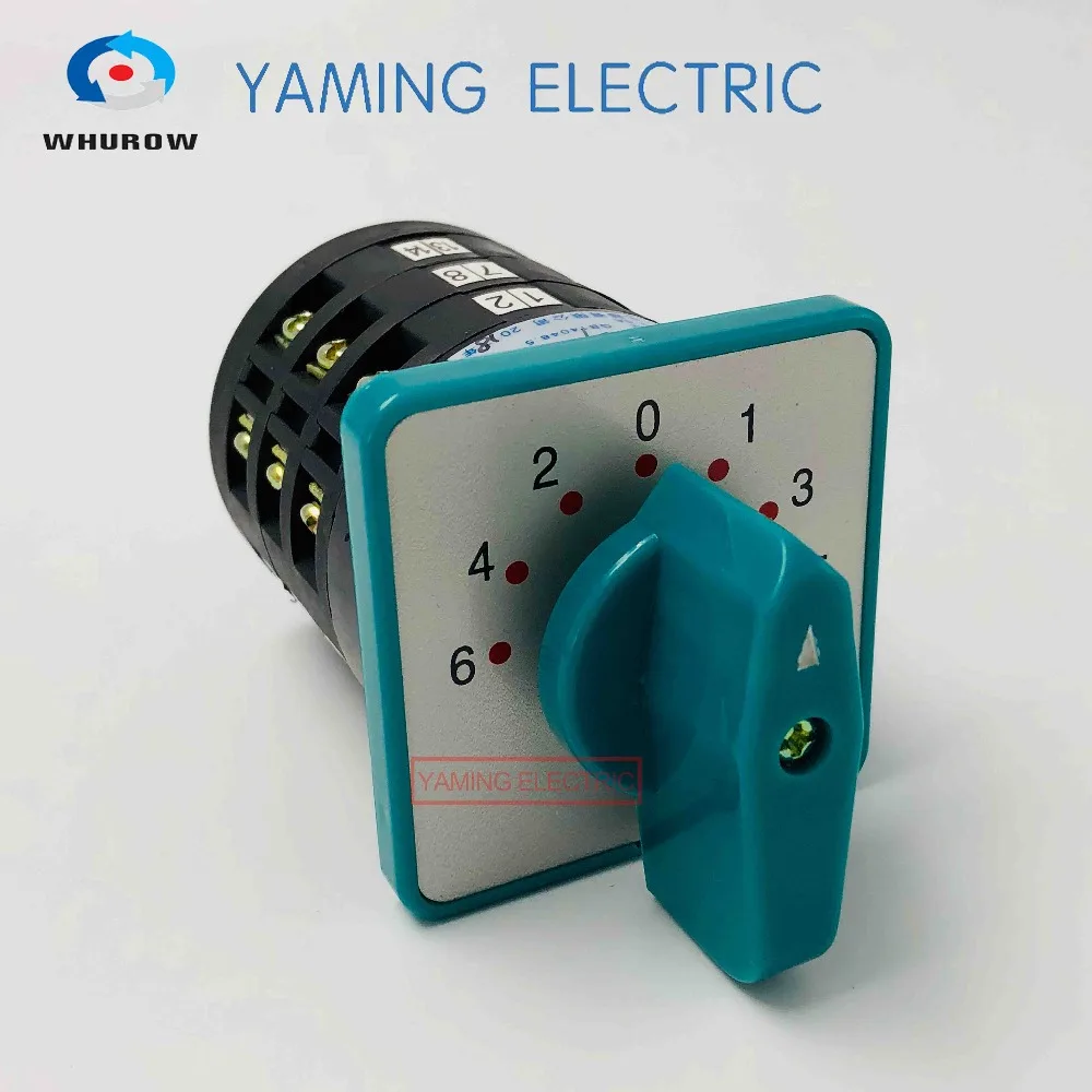 

Yaming electric Green 5A 380V rotary cam switch 7 position 3 poles Motor main universal changeover switch LW6-3