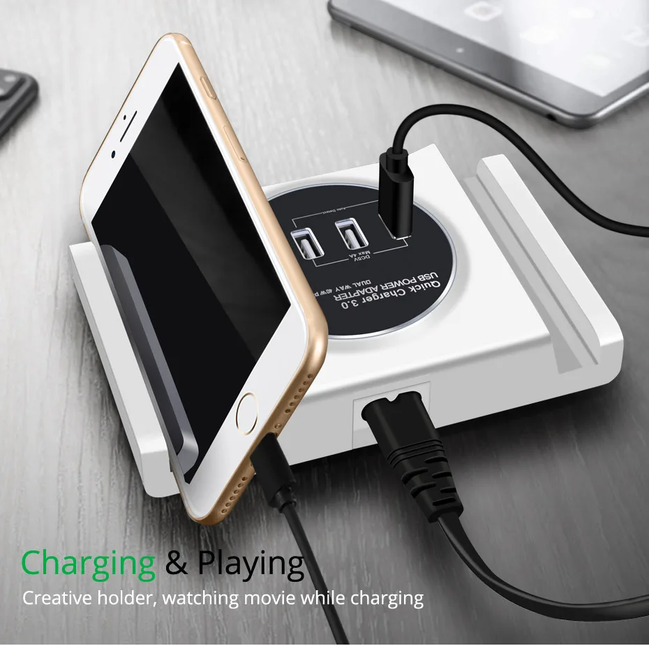 NKOBEE 4 Port USB Charger Hub Adapter EU 5V 4A USB Wall Phone Charger For iPhone X 7 Plus S8 Quick Charge 3.0 USB Multi Charger (6)