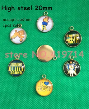 

2019 Never fade sigma gamma rho gold steel glass charm OPC098 20mm I love SGR poodles torch circular jewelry accessory.10pcs/lot