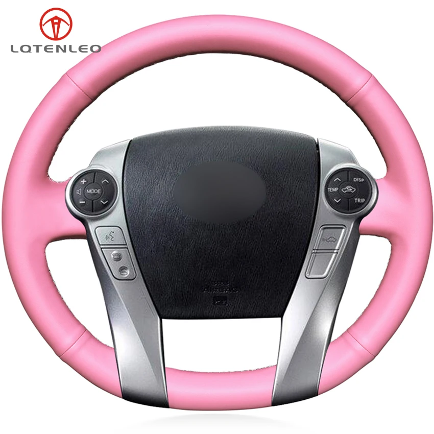 

LQTENLEO Pink Artificial Leather Car Steering Wheel Cover For Toyota Prius 30(XW30) 2009-2015 Prius C(US)2012-2017 Prius V(US)