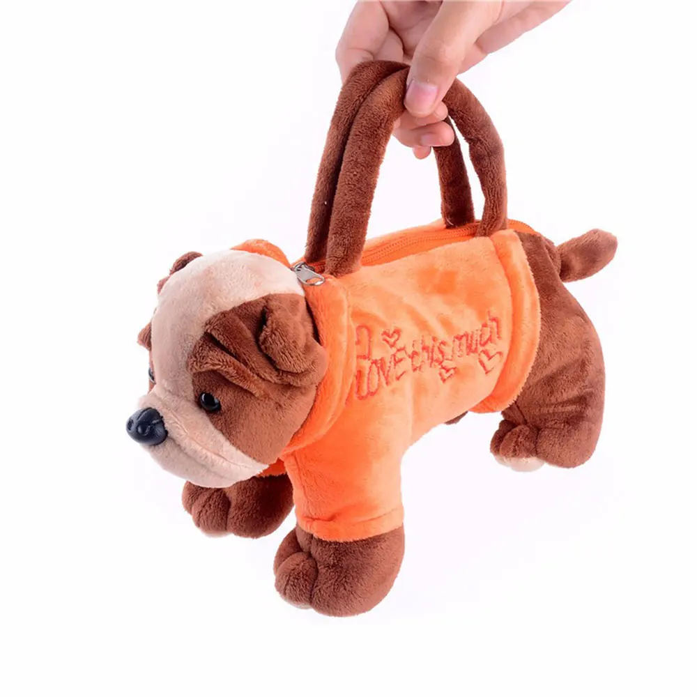 Брелок плюшевая игрушка собака чучела подарки девушки плюшевая монета держатель собака кукла мультфильмы кукла игрушка 3d мультфильм сумка - Цвет: orange