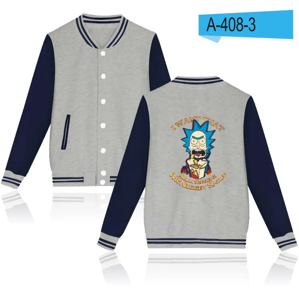 Gray and Blue Рик и Морти бейсбольная куртка толстовка мужская зимняя повседневная США мультфильм толстовки мужская Толстовка забавная модная куртка одежда - Цвет: Gray and Blue