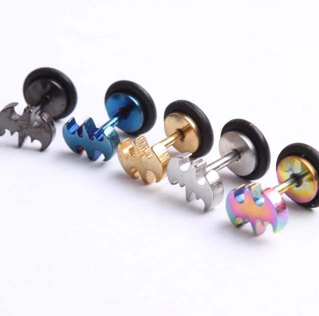 Hot S Batman Cheater Ear Plug With O Ring For Body Jewelry Man Hot S Batman Cheater Ear Plug With O Ring For Body Jewelry Man Woman Earring Stud Helix Barbell In Earrings From Accessories On