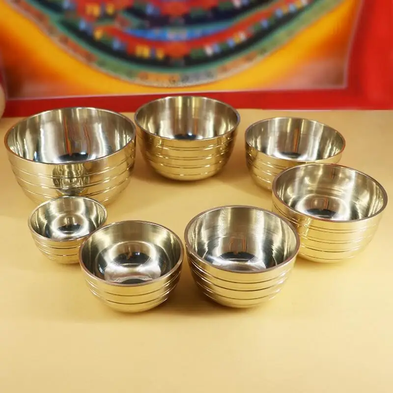 

7pcs set Tibetan Handmade Brass Sining bowls with Gift box and Striker