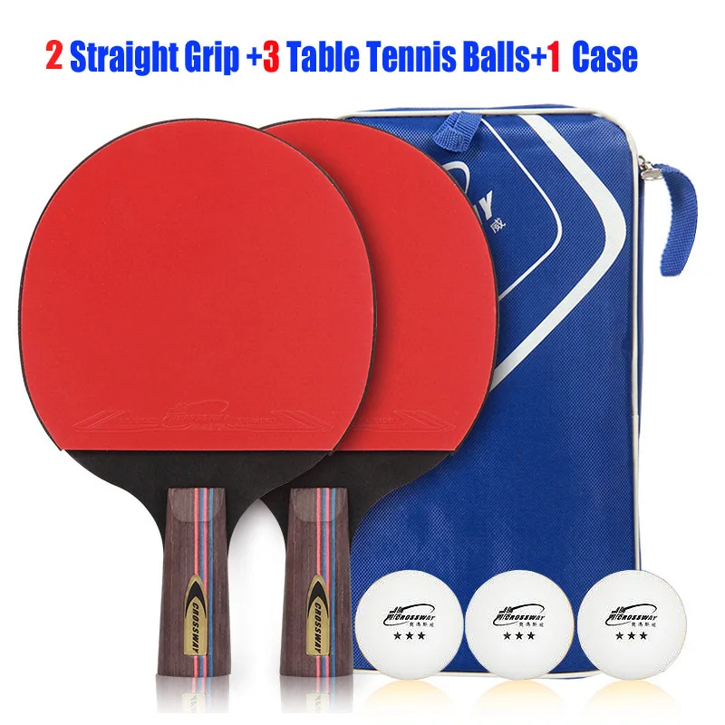مفرق مضرب تنس الطاولة المهنية قبضة الأفقي المزدوج البثور في المطاط بينغ بونغ تنس الطاولة شفرات حالة كيس مجموعة