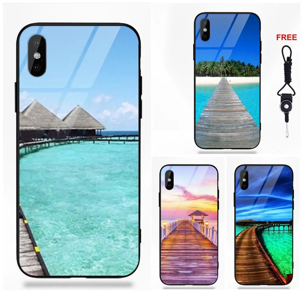 Красота пляжные мост для Apple iPhone 5 5C 5S SE 6 S 7 8 Plus X XS Max XR печати мобильный Мягкие TPU