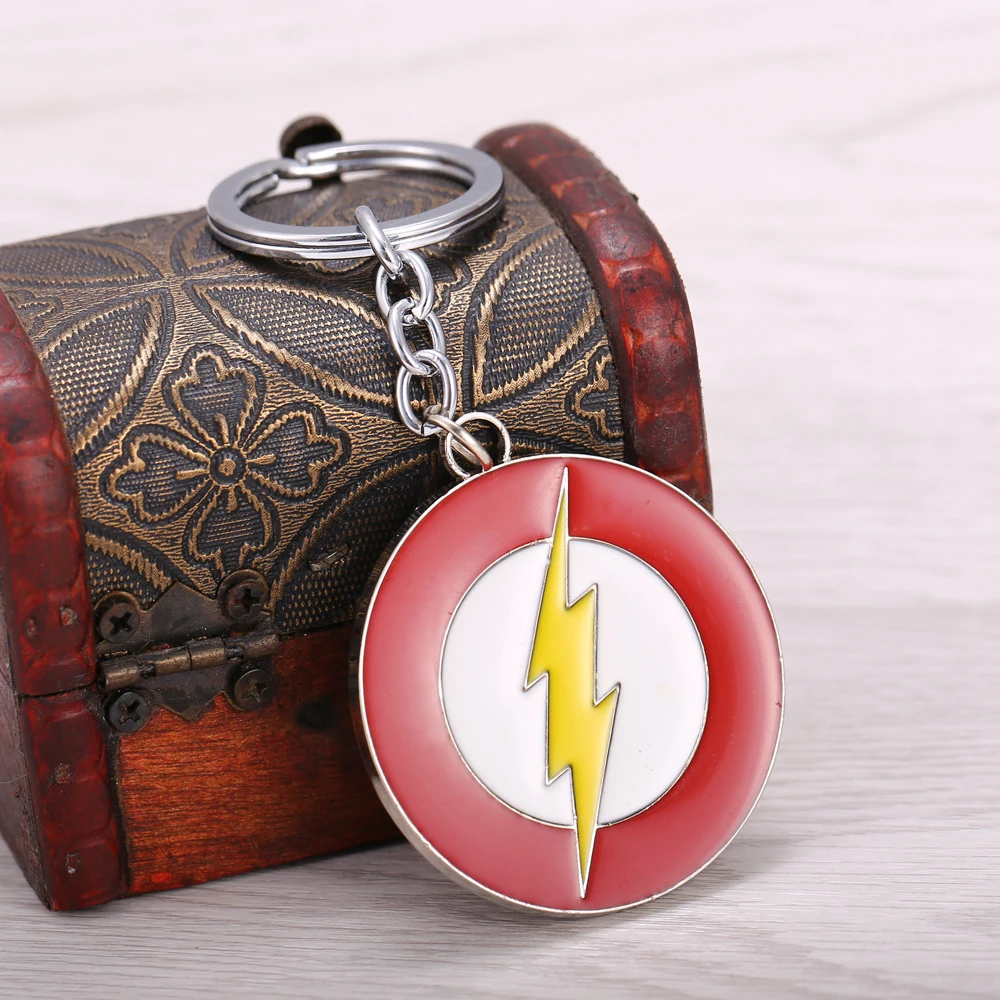 NEW Movie Superhero The Flash Light Logo Pendant Keychains Men's