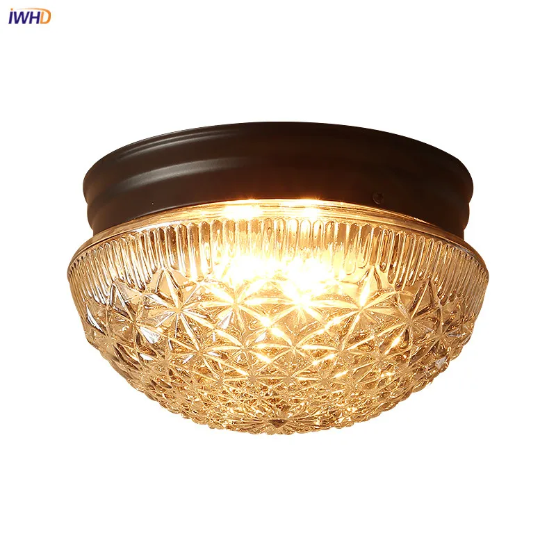 IWHD American Country LED Ceiling Lights For Living Room Hallway