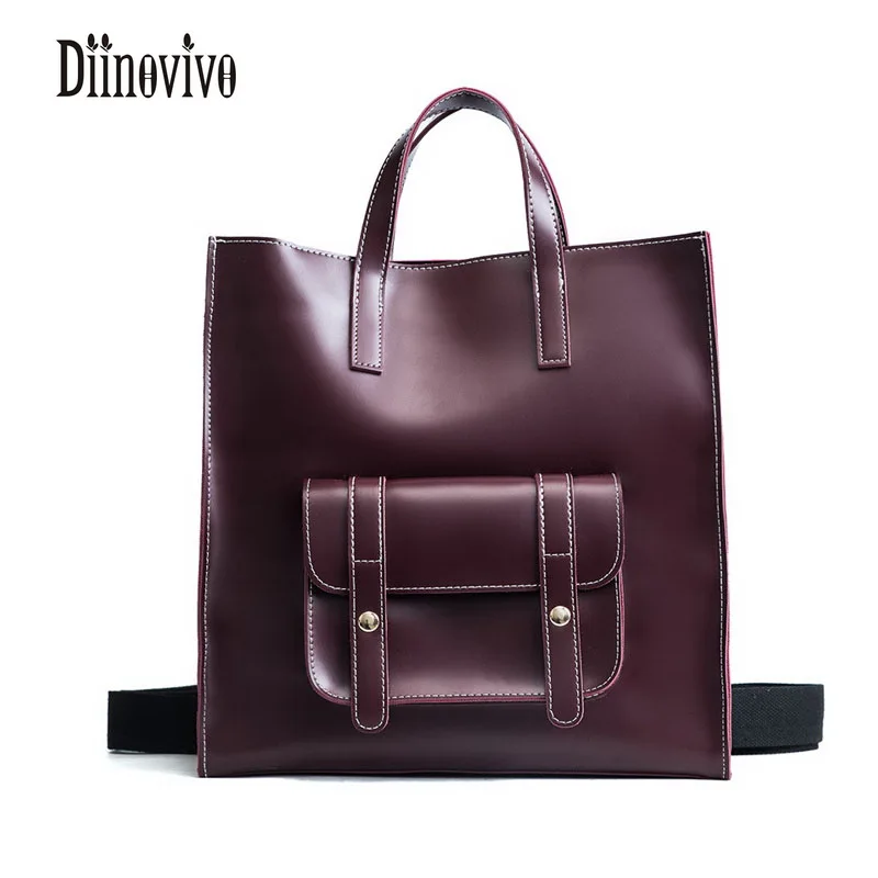 

DIINOVIVO PU Leather Multifunction Mochila Escolar High Capacity Womens Travel Bags Trendy Shoulder Bag Backpacks Female DNV0263