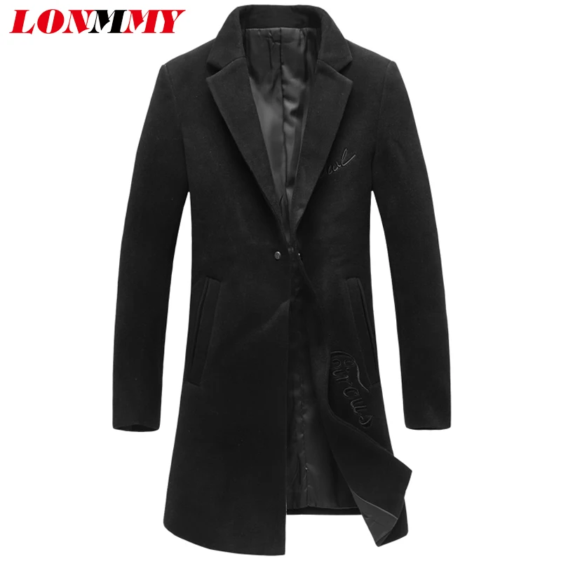 LONMMY Woolen embroidered coat men Trench Coat Clothing Mens Long ...