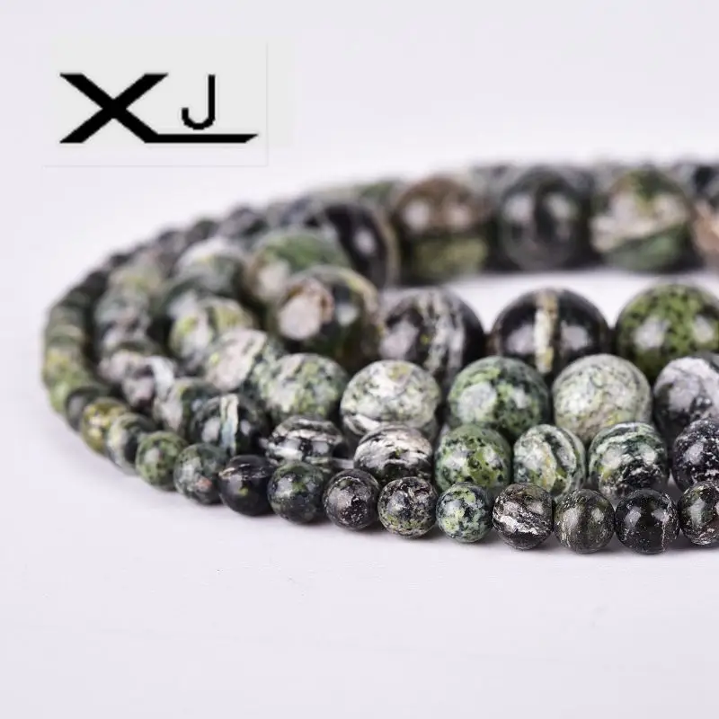 

XIN JIAO Natural Green zebra stone Beads Fit Diy For Jewelry Making Wholesale Natural Stone Rock Beads 4 6 8 10mm