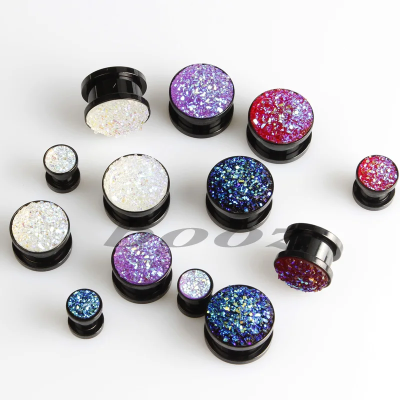 Kubooz stainless steel black stone ears plug and tunnel piercing body