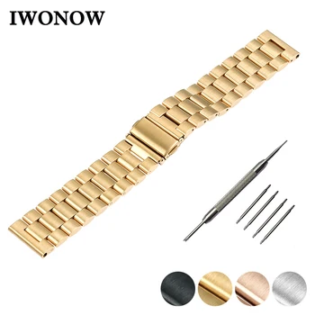 

Stainless Steel Watch Band 24mm for Sony Smartwatch 2 SW2 Folding Clasp Strap Wrist Belt Bracelet Black Gold Silver + Spring Bar