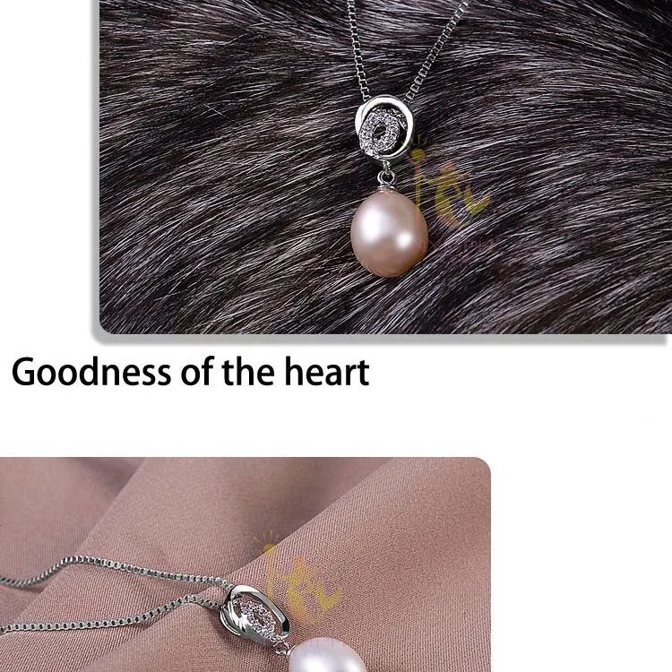 Нимфа Естественные пресноводные жемчужина в форме капли 9-10 мм S925 серебряные ожерелья подвески для женщин D1027