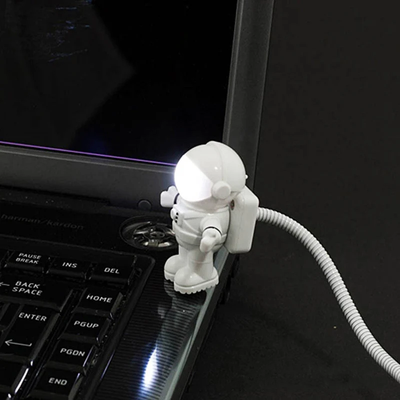 Гибкая USB белого цвета с изображением космонавта трубки мини светодиодный ночной Светильник DC 5V лампы для ноутбука Тетрадь PC чтение Детский подарок украшение дома