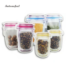 27 шт. Мейсон банка для хранения пищевых продуктов PE пакеты для хранения кухонных зерен сумки для хранения сахара приправа на молнии замок сумки для закусок Органайзер BPA бесплатно