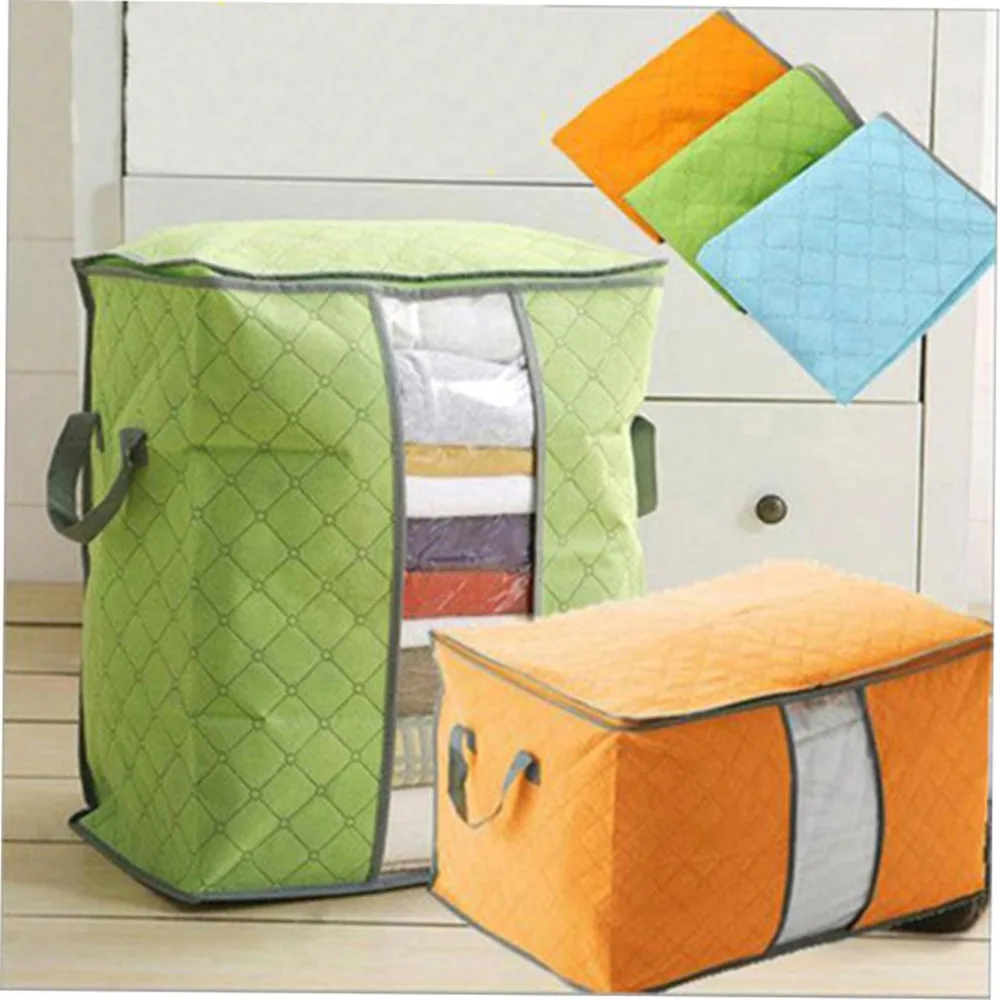 2 Sizes Non woven Clothes quilt Storage Bag charcoal Wardrobe Foldable