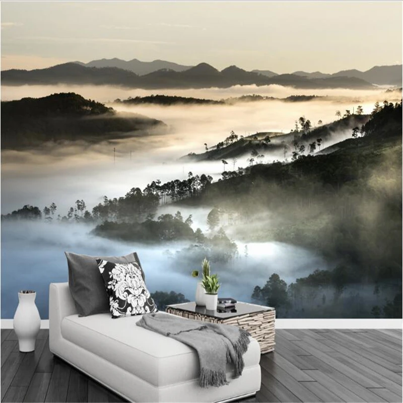 

beibehang wallpaper Custom silky wallpaper new China abstract ink line smoke landscape TV background wallpaper home decorations