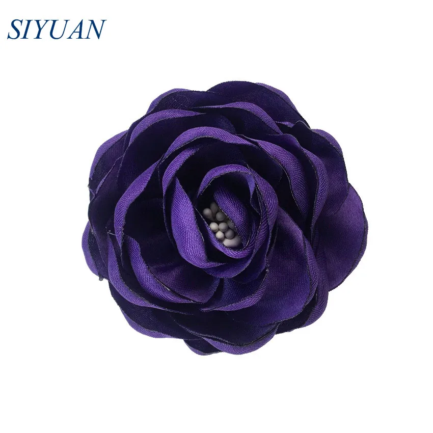 5 шт./лот 2,4 ''классический сгоревший атласный цветок Camelia с зажимом для волос 20 цветов аксессуары для волос для девочек TH284 - Цвет: 13-purple