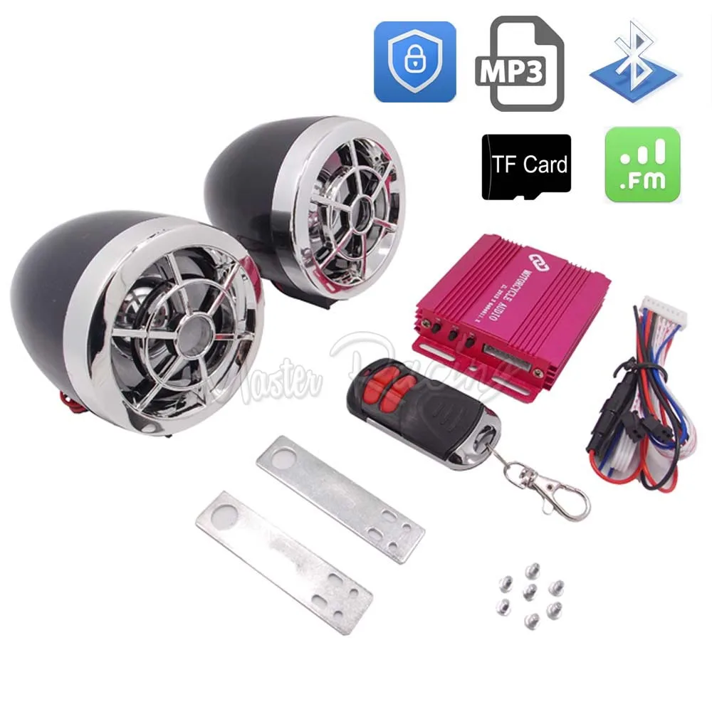 Мотоцикл аудио Системы Bluetooth MP3 плеер сигнализации Динамик Moto кражи TF карты USB FM