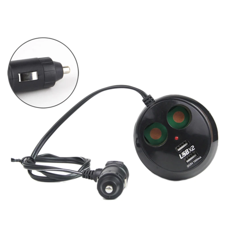 Liplasting 12-24V двойной Переходник USB для зарядки в машине с 2 гнездами Разветвитель Прикуривателя