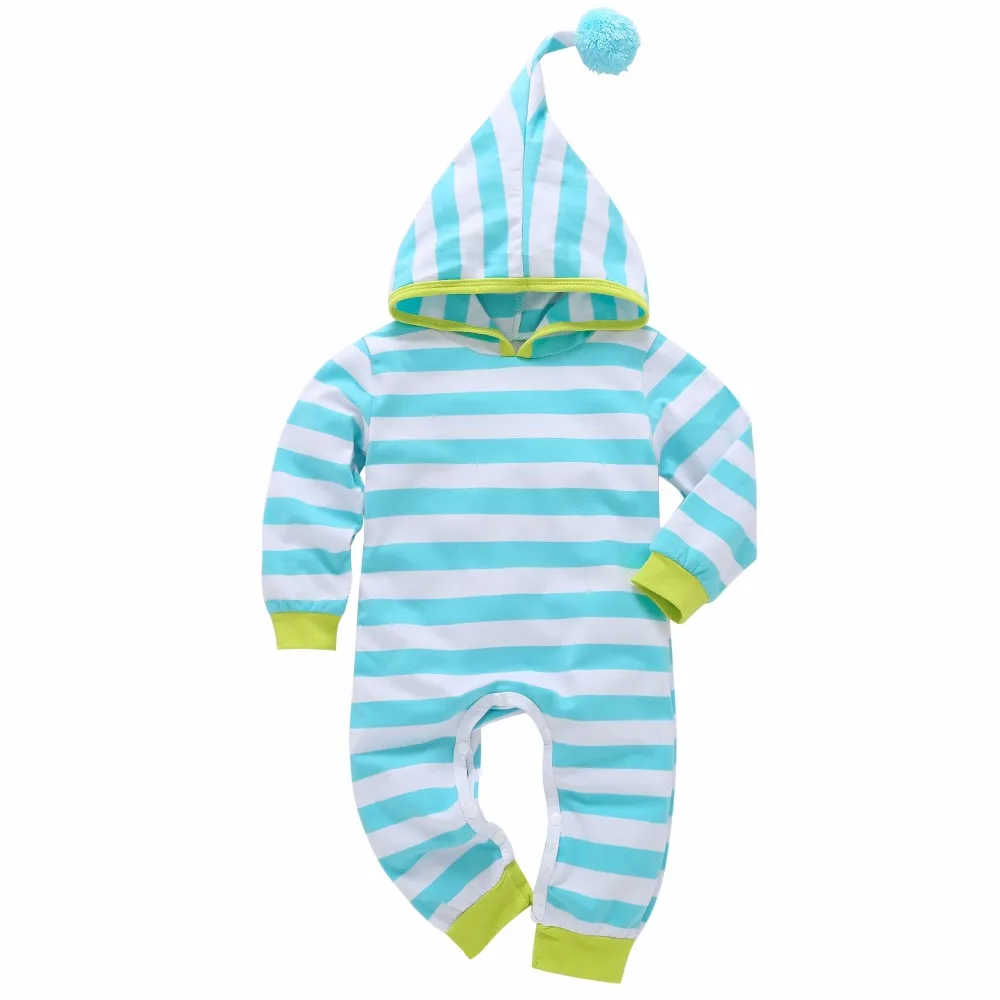 

2019 Newly arrived Newborn Baby rompers stripe long sleeve Cotton Hooded Jumpsuit baby boy girl clothes Infant clothing Outfits