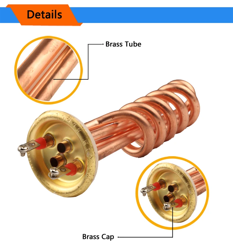 63 мм резьба 220 в 3000 Вт Электрический спиральный латунный нагревательный элемент трубка спиральная дистилляционная машина нагревательная трубка пароочиститель запчасти