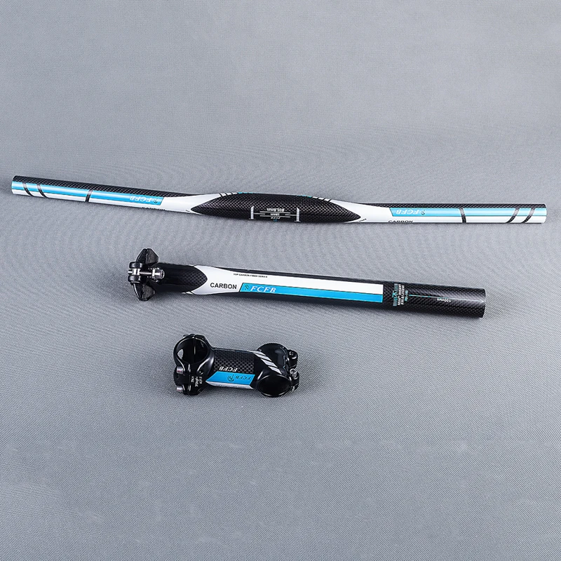 Fcfb ألياف الكربون mtb دراجة أجزاء مجموعة مسطح أو الناهض المقود + الجذعية الكربون + seatpost 3 كيلو معان الزرقاء Fcfb ألياف الكربون mtb دراجة أجزاء مجموعة مسطح أو الناهض المقود + الجذعية الكربون + seatpost 3 كيلو معان الزرقاء