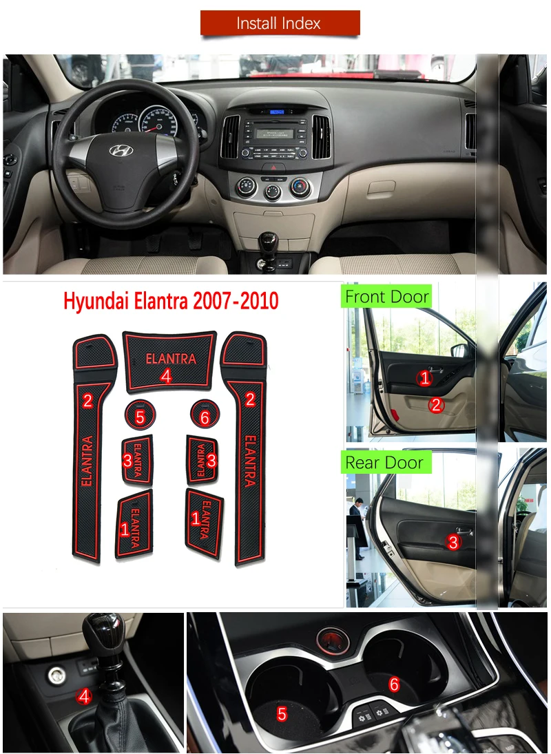 Для hyundai Elantra HD 2007 2008 2009 2010 г. Противоскользящие слот ворота коврик резиновая