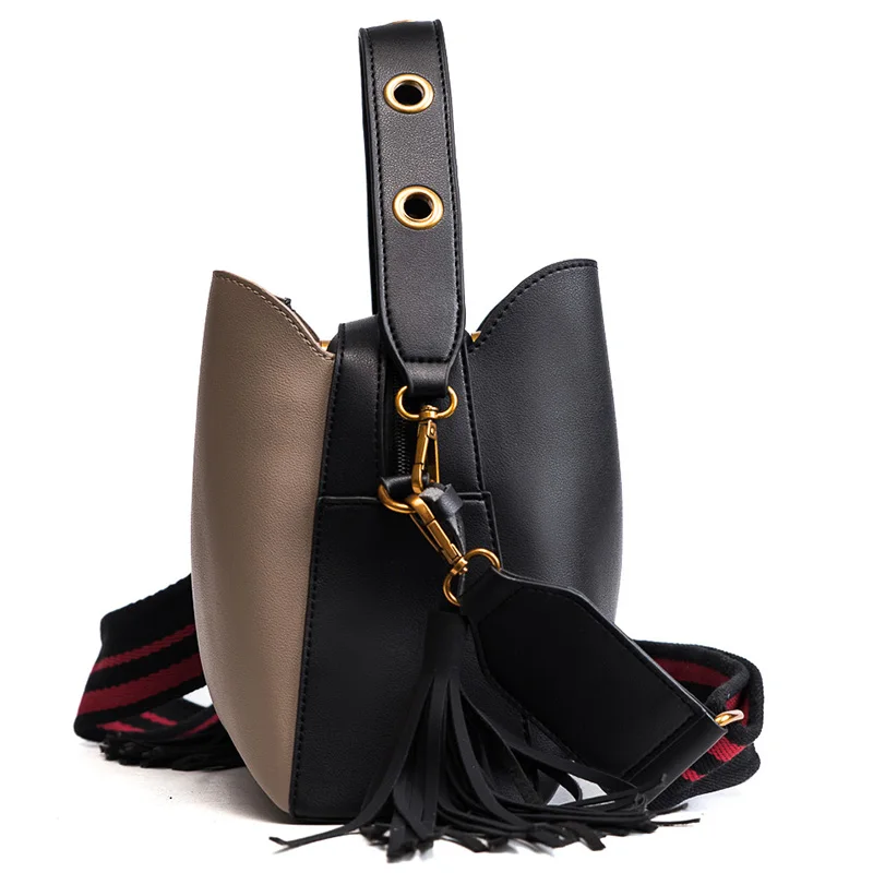 Janespri Women Tassel Handbag Tote High Quality Women Shoulder Bag Luxury Brand Soft Leather Bucket Bag Fashion Women's Handbag (8)