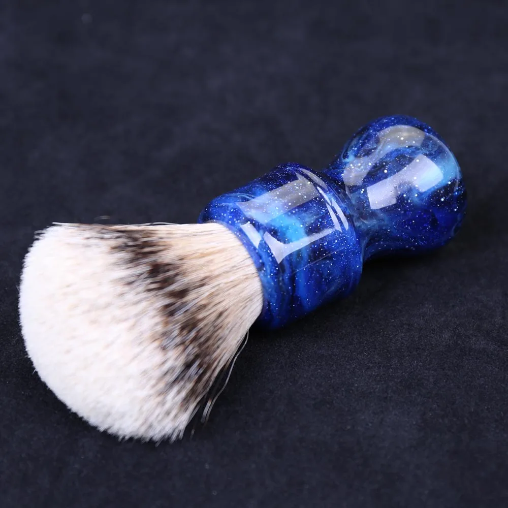 24 مللي متر Yaqi غامضة الفضاء اللون مقبض Silvertip الغرير الشعر مروحة شكل عقدة الرجال فرشات الحلاقة