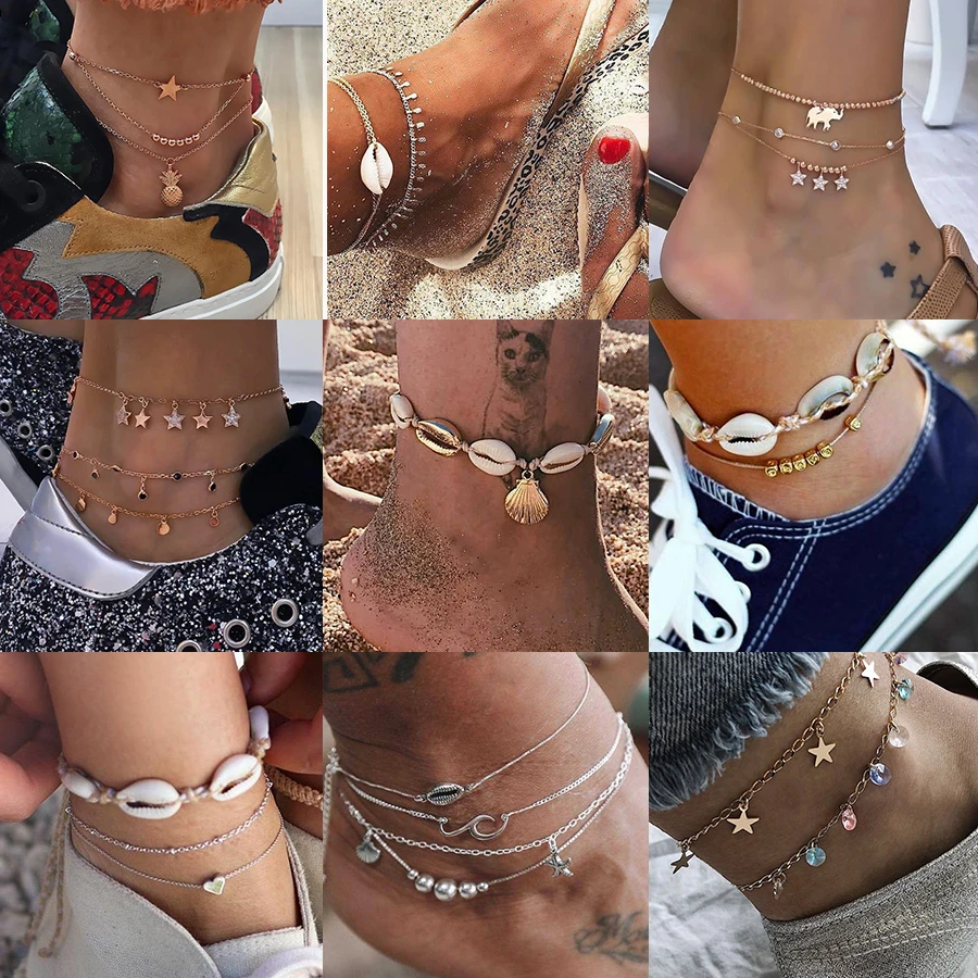 Bohemian Star Shell Ankle Bracelet On Leg Foot Jewelry Simple Shell Anklets for Women Beach Charm Boho Accessories Mujer Bohemian Star Shell Ankle Bracelet On Leg Foot Jewelry Simple Shell Anklets for Women Beach Charm Boho Accessories Mujer