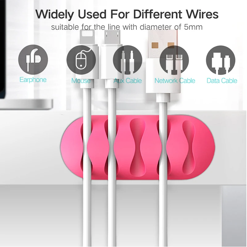 

Silicone Cable Organizer USB Charger Cable Protector Winder Desktop Cable Management Clips Tidy Cable Holder For Earphone Mouse