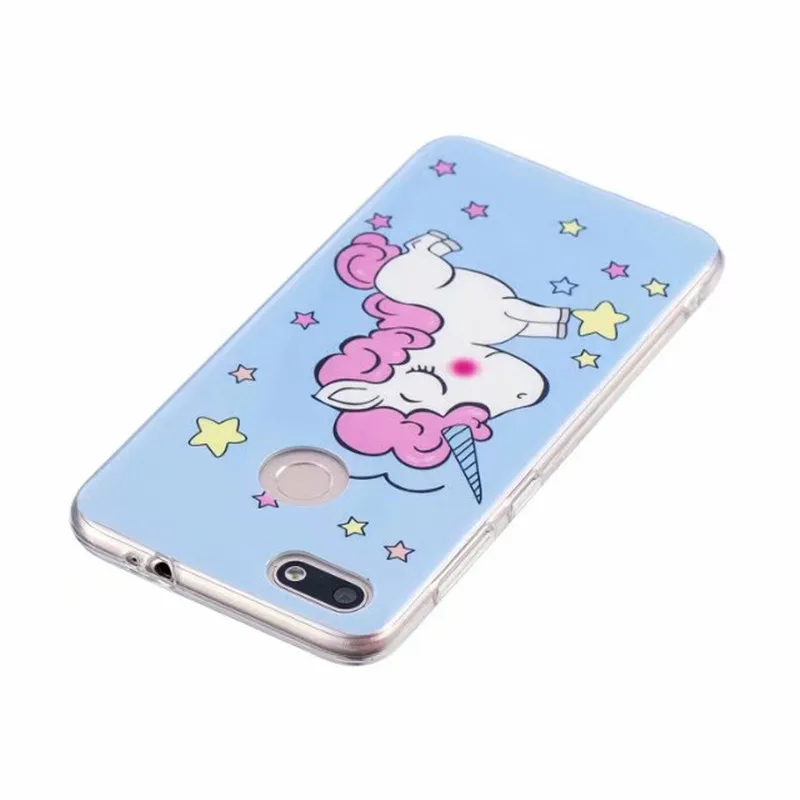 Светящийся чехол для Huawei P9 Lite Mini с цветочным рисунком единорогом Мультяшные