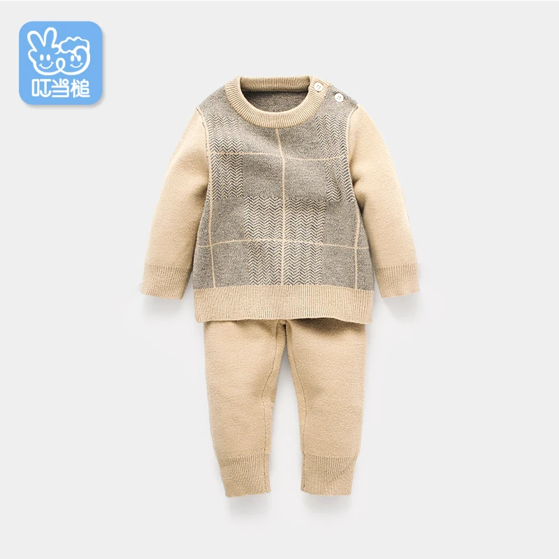 

Dinstry Baby Clothes Spring Autumn Knitted Pullovers+Pants 2pcs set turtleneck Sweaters Warm Outerwear Outfits