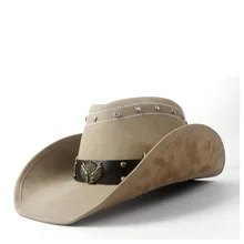 Женская Мужская зимняя кожаная широкоугольная ковбойская Западная пастушка Fedora Шляпа с двумя пистолетами кожаный ремешок