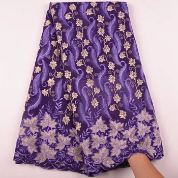 

2019 Swiss Voile Lace Fabric Top End African French Dry Lace Fabric With Stones Switzerland Cotton Lace Fabric For WeddingF1584