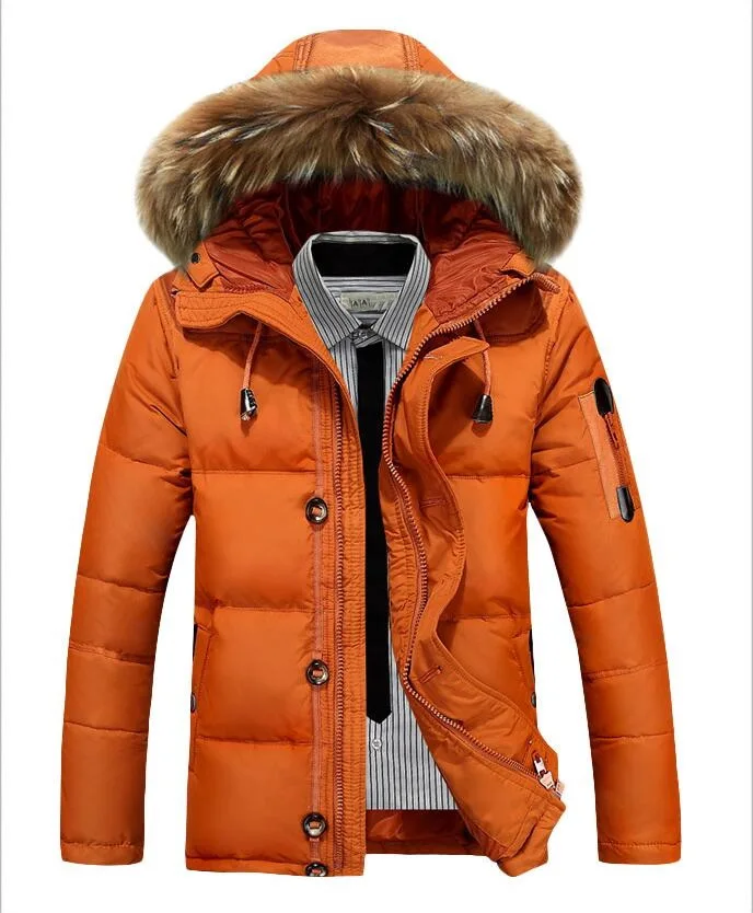 Мужское зимнее теплое пальто Battlefield, 90% белый утиный пух, одноцветная теплая куртка, пальто, повседневный мужской пуховик с натуральным мехом