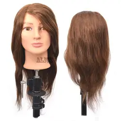 100 Человеческие волосы косметология манекен головы 18 дюйм(ов) Парикмахерские Обучение руководителей голове стиль женский манекен головы