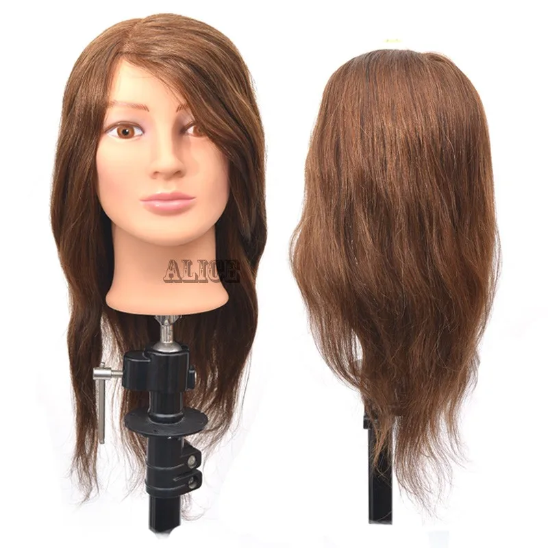 100 Human Hair Cosmetology Mannequin Head 18 Inches Hairdressing Training Heads Styling Head