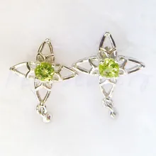Серьги-капли натуральный настоящий перидот 925 стерлингового серебра за ювелирные украшения Прекрасные ювелирные украшения 0.3ct* 2шт драгоценный камень# T18052903
