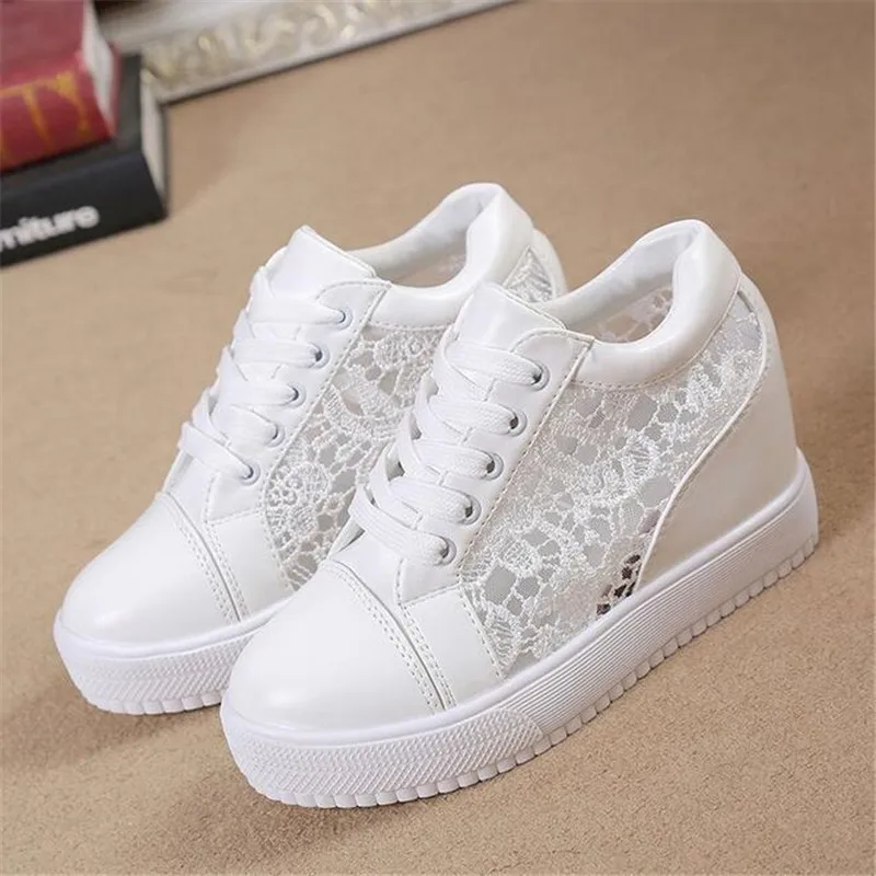 

2018 Fashion Wedge Women Footwear Height Increasing women Shoes Women's casual shoes free shipping Increase 8CM Sneakers