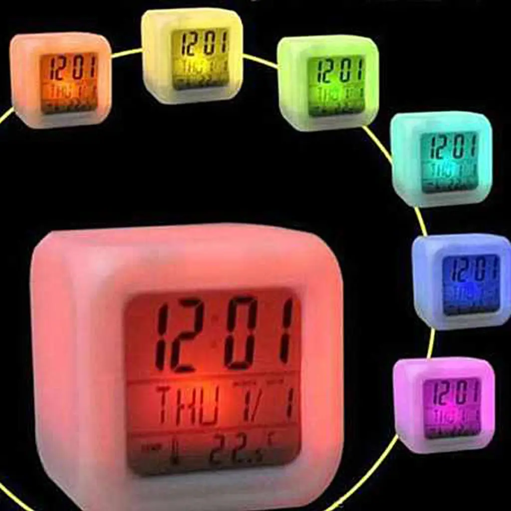 LED Color Change Digital Alarm Clock Projection Sync Thermometer Date