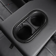 Yimaautotrims Rear Seat Water Cup Holder Decoration Cover Trim Fit For Volkswagen T-Roc T Roc 2018 2019 Matte Carbon Fiber ABS roc max resurfacing