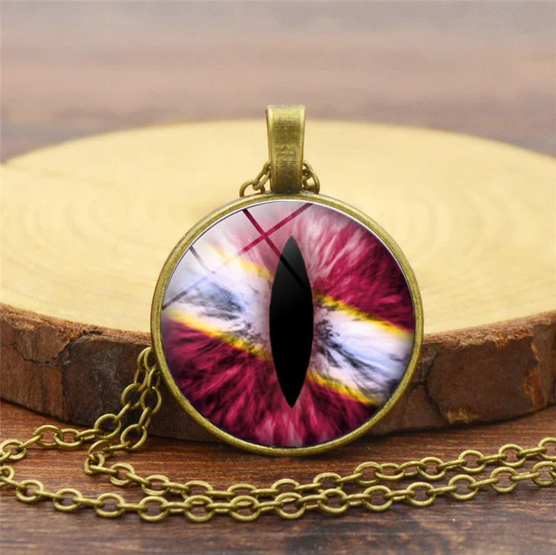 Colorful Cat Eye Necklace Charms Dragon Eyes Photo Glass Cabochon