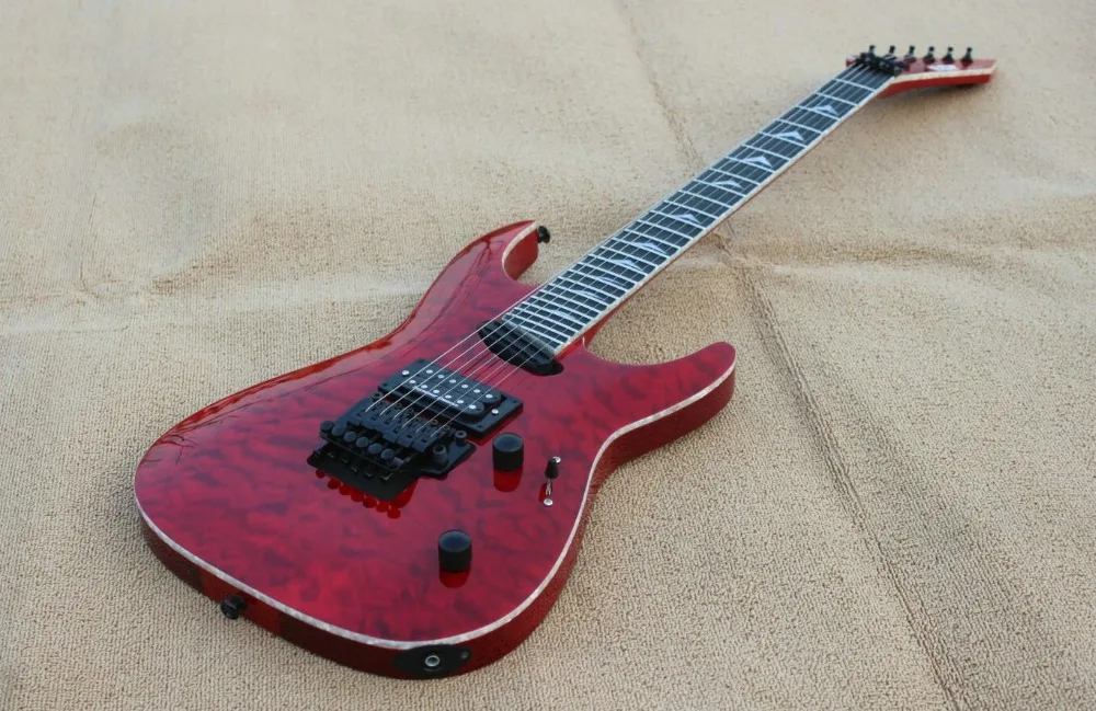 Best Electric guitar neck thru, body top quilt flame