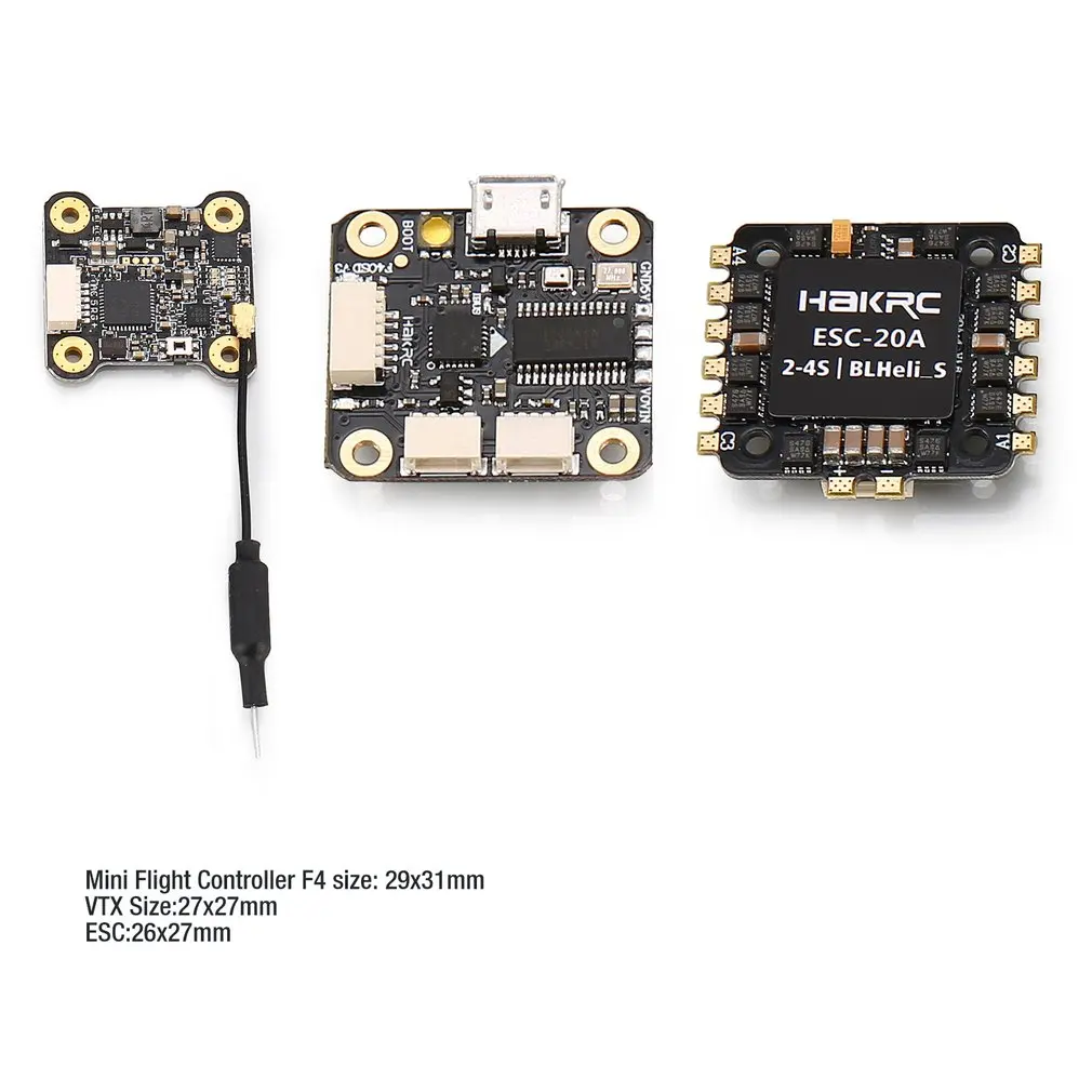 

HAKRC F4 Flight Controller Tower with Betaflight OSD BEC 4in1 20A BLheli_S ESC 200mW VTX for RC Racing Quadcopter Drone RC Parts