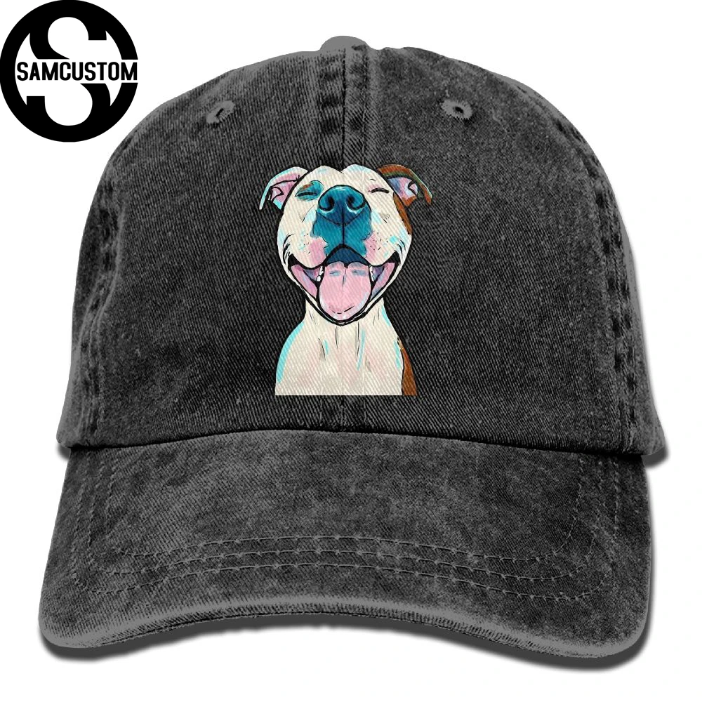 SAMCUSTOM pit bull 3D Creative personality Washed Denim Hats Autumn Summer Men Women Golf Sunblock Hockey Caps