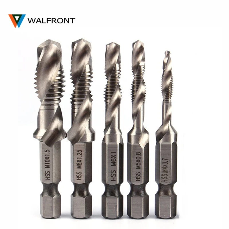 WALFRONT 1/4" Hex Shank Drill Bit HSS Metric Screw Thread Tap Taper