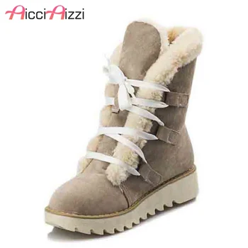 

ZALAVOR Size 32-43 Gladiator Snow Boots Women Flats Short Boot Ladies Warm Plush Winter Mid Calf Boots Footwear Shoes Woman